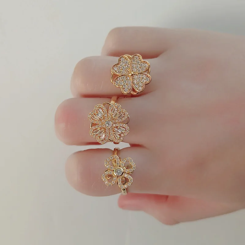 

Rotatable Windmill Ring for Women Girl Light Luxury 2022 New Design Sense Adjustable Opening Accessories Summer