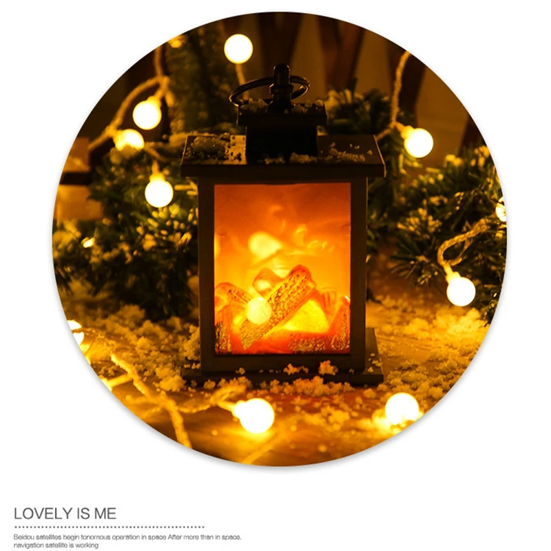 

Fireplace Lantern with Timer Battery Operated Hanging or Sitting Decoration for Indoor Outdoor Use Copper Brushed