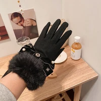 cashmere gloves rabbit hair mouth bow cashmere gloves korean fashion woolen cloth warmth riding touch screen gloves a432