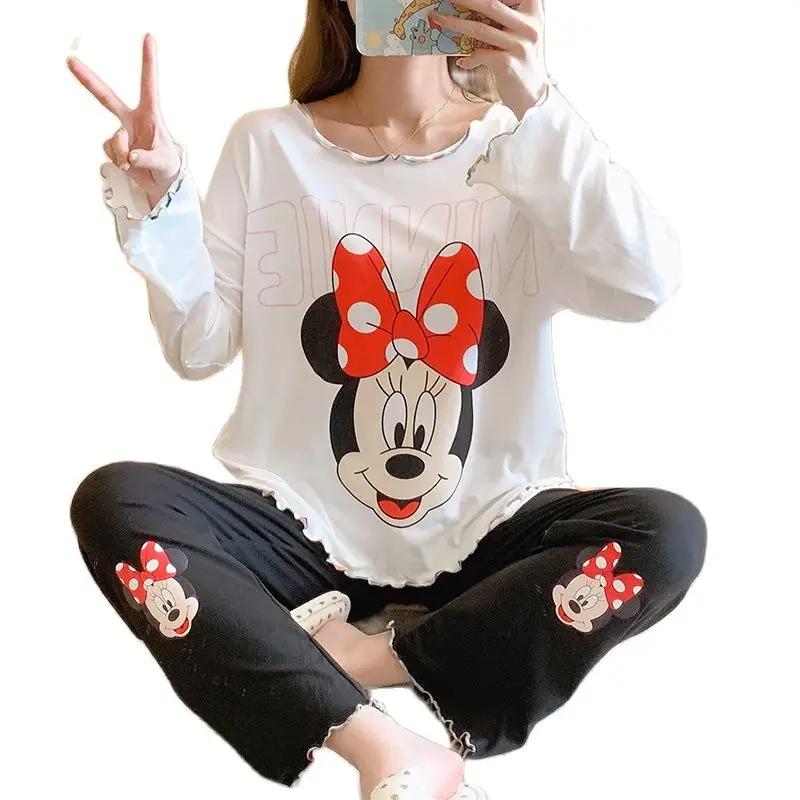 

Женский пижамный комплект из топа и брюк, с длинным рукавом