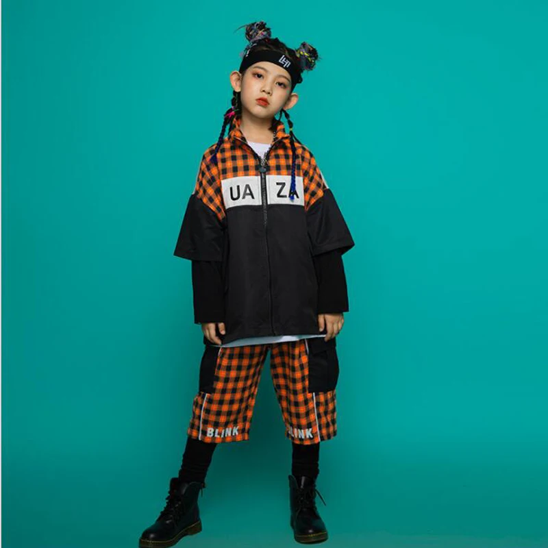

Детский джазовый танцевальный костюм, куртка в клетку, спортивные штаны в стиле хип-хоп, одежда для девочек и мальчиков, бальных танцев, сцен...