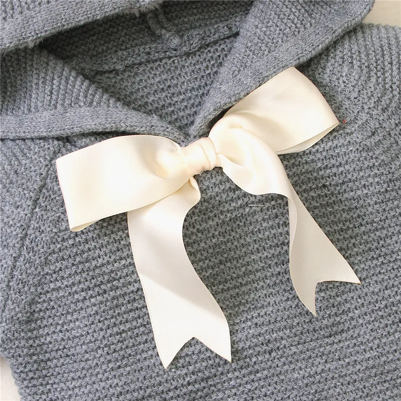 Однотонные свитера pudcoco для младенцев милое пальто с капюшоном и бантом теплая
