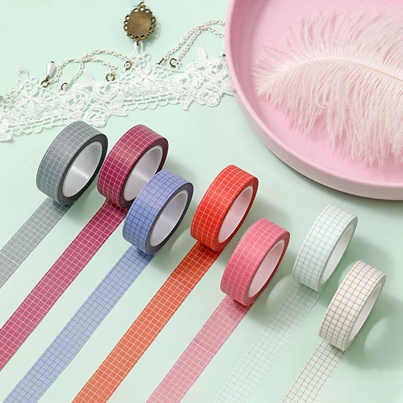 

Grid Printed Washi Tape DIY Decorative Scrapbooking Paper Adhesive Sticker Retrol Solid Color Washi Hand Account Stickers