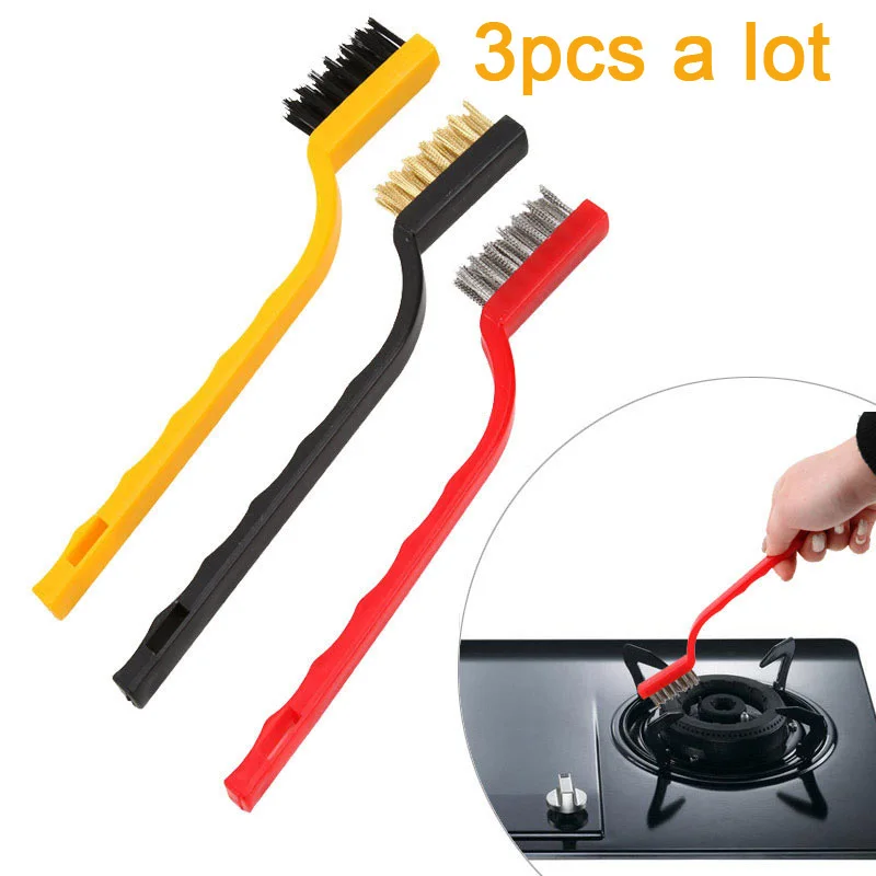 

3pcs/Set Gas Stove Cleaning Brush Kitchen Tools Strong Decontamination Rust Metal Fiber Brushes Multi-functional Wire Brush