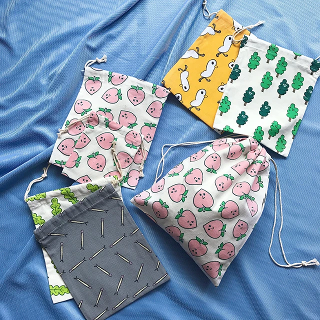 Корейский ulzzang Харадзюку Мультфильм Drawstring Женская Новая мода Портативный Путешествия Повседневная Женская Drawstring Карманный