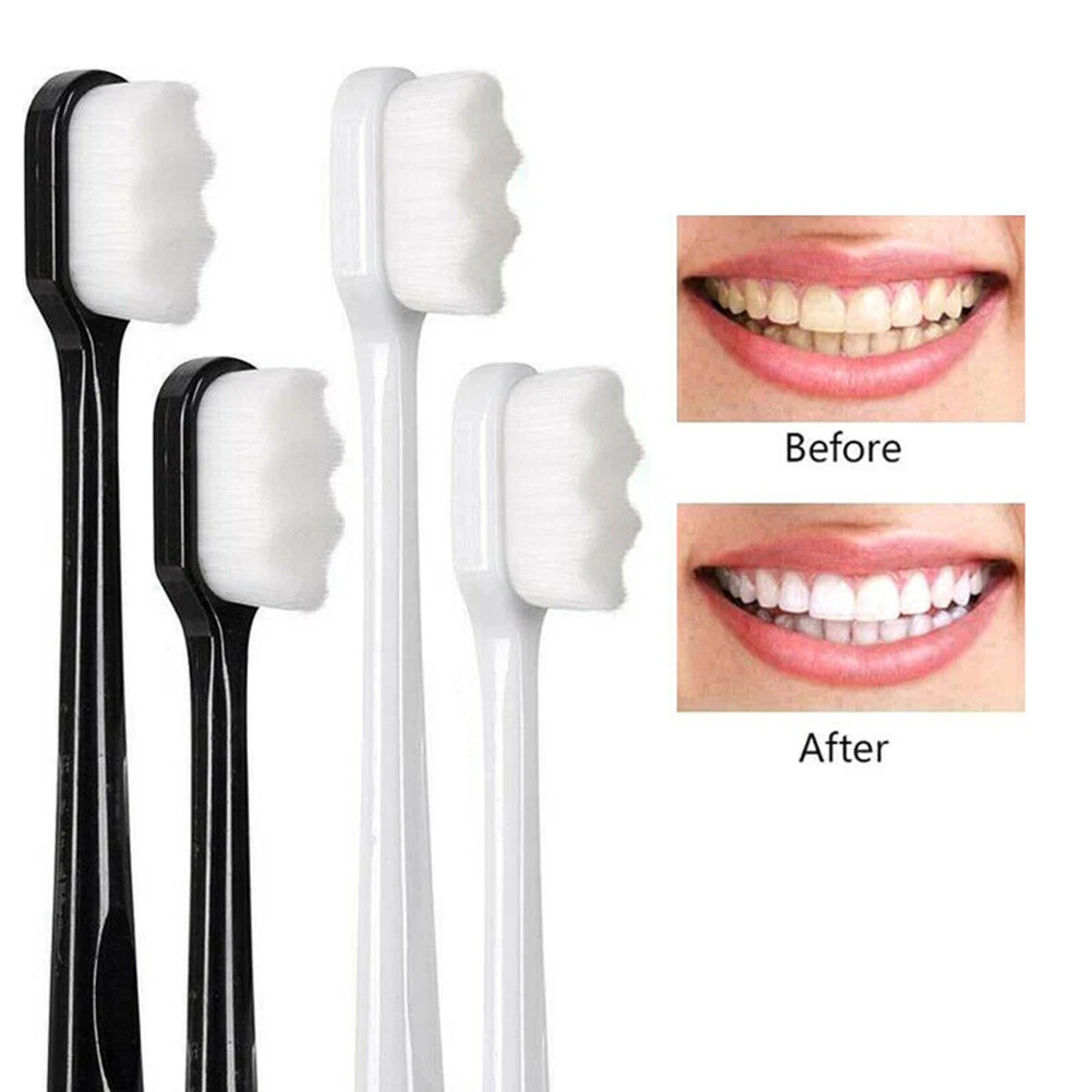 

4pcs Manual Toothbrush Extra Soft Long Handle Cleaning Dental Care Portable Travel For Fragile Gums High Density Home With Cover