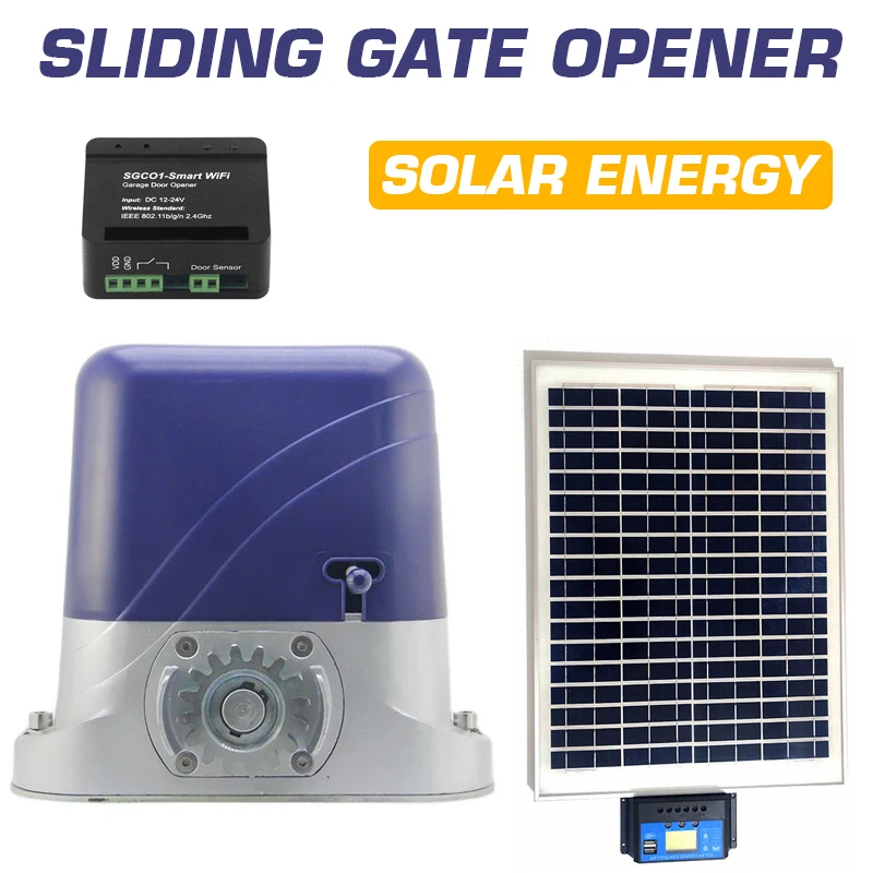 

500kg Solar Energy Automatic Electic Sliding Gate Opener Driver without Racks Remote Control Sliding Door Motor Gate Automation