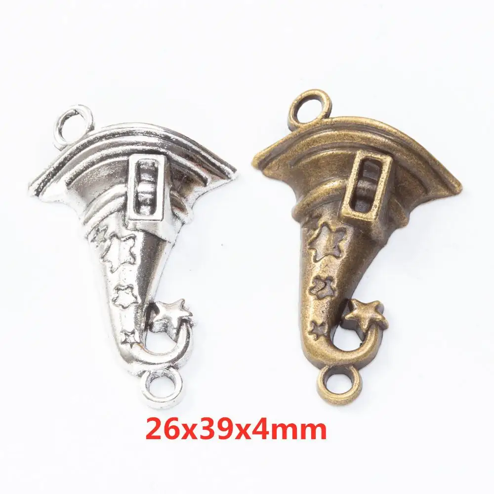 50 шт в наборе 26*39 мм Тибетский серебристый цвет с капюшоном виде шляпы ведьмы