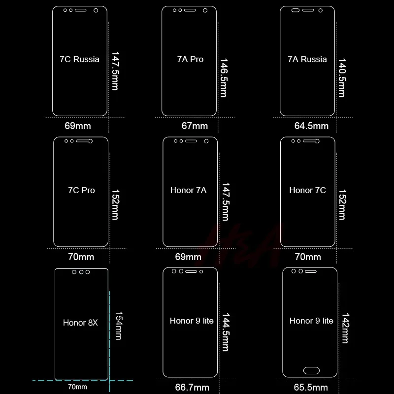 3 шт полное покрытие из закаленного стекла для huawei Honor 9 8 10 lite Защита экрана для Honor 7A 7C Pro RU 8C 8X Max защитное стекло