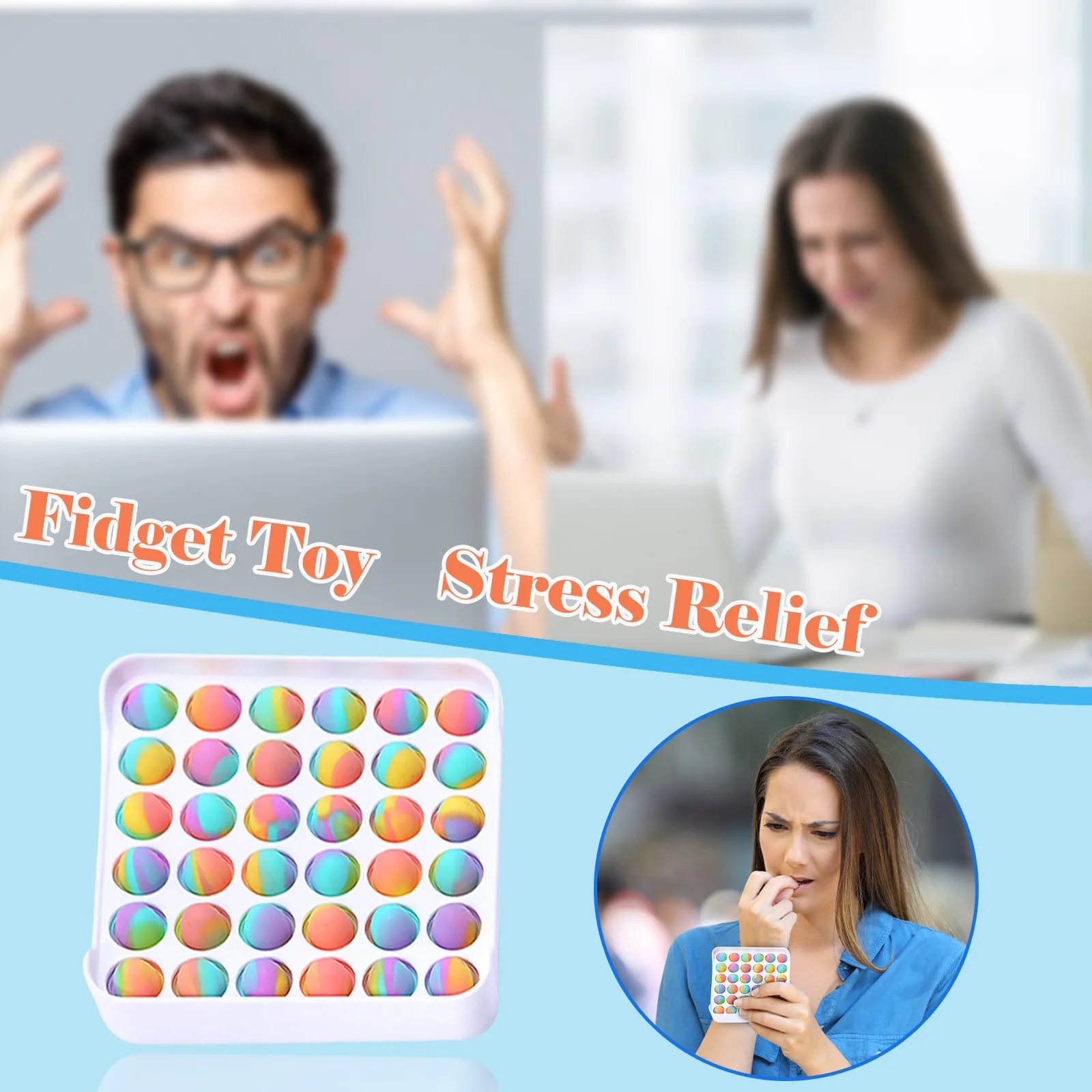 

New Fidget Toys Anti Stress Push Bubble Sensory Rainbow Fidget Toy Restore Emotions Stress Reliever Toy For Ocd Anxiety