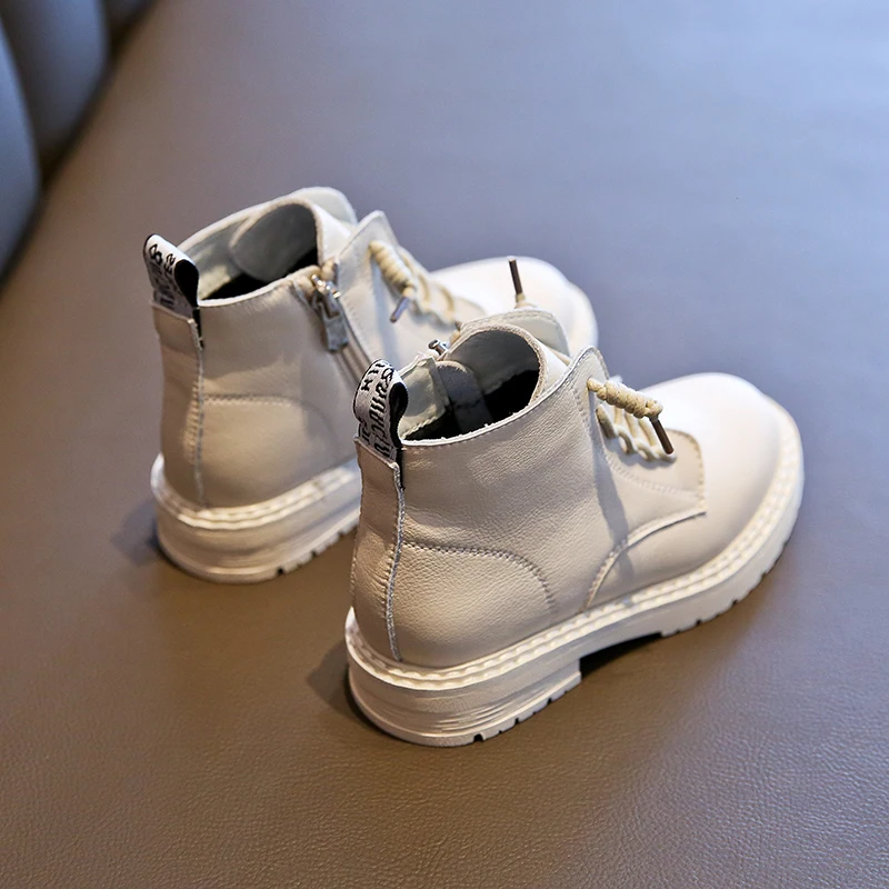 Детские ботинки обувь для мальчиков однотонные ботильоны из искусственной кожи