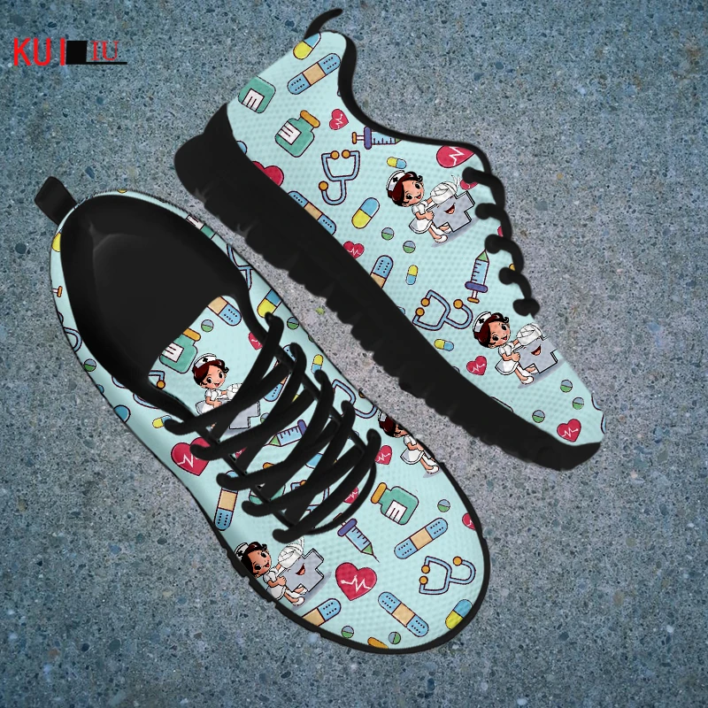 

Кроссовки KUILIU Famale женские сетчатые, модная повседневная спортивная обувь на плоской подошве, для медсестер, осень