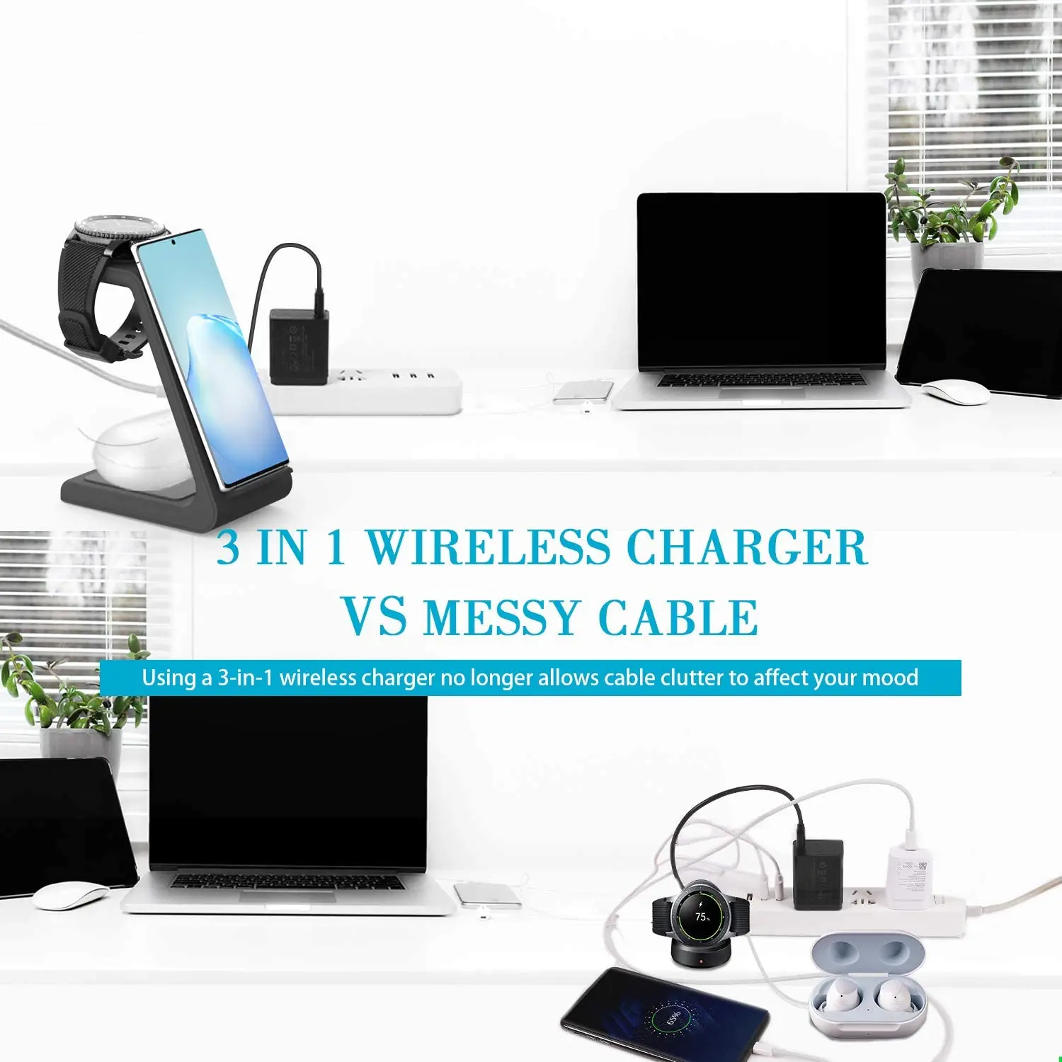 wireless charger 3 in 1 station for samsung s21 s20 10 note10 8 qi fast charging stand dock for galaxy watch 3 active 2 buds pro free global shipping