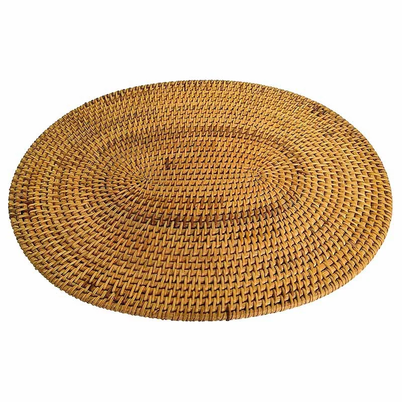 

2PC Oval Rattan Placemat Natural Hand-Made Rattan Heat-Resistant Placemat (Oval 15.7 x 11.8 Inches)