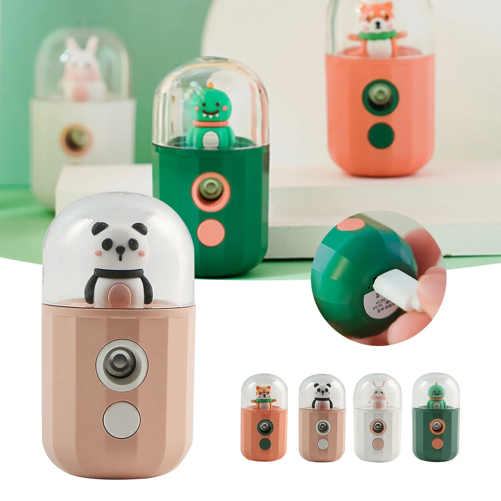 

Hand-held Mini Portable Sprayer Cute Cartoon USB Rechargeable Face Cold Spray Sprayer Facial Moisture Mist Maker Humidifier