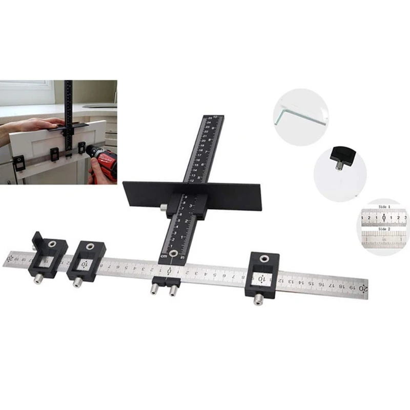 

Adjustable Drill Guide Punch Locator Punch Positioner Cabinet Hardware Template