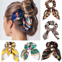 new chiffon bowknot elastic hair band for women girls leopard scrunchies headband hair ties ponytail holder hair accessorie gift