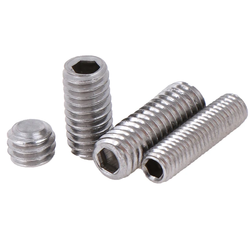 

50 Pcs/lot Stainless Hex Hexagon Socket Set Screw Headless Concave End M3 M4 2-35mm