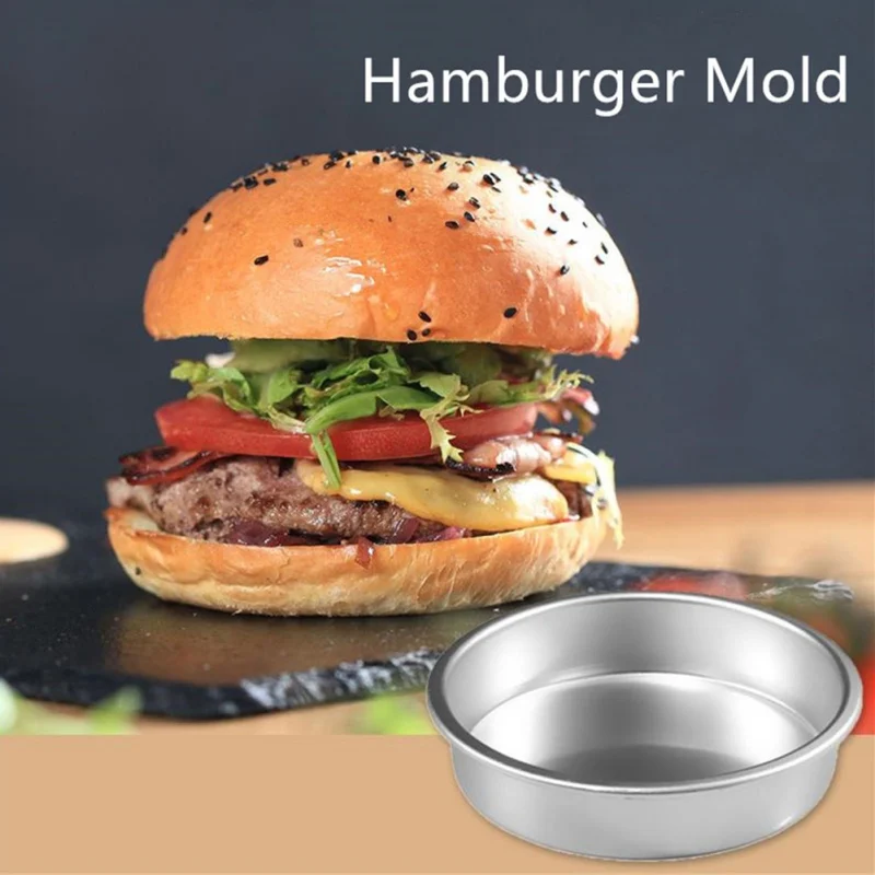 

Aluminum Cake Mold Round Cake Pan Non Stick Bottom Pudding Mold Hamburger Mold DIY Baking Tools Bakeware Hamburger Mould
