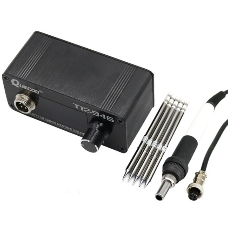 

QUECOO T12-946 Soldering Station Electronic 1.3Inch Display Digital Controller with 907 Plastic Handle Welding Iron Tips,EU Plug