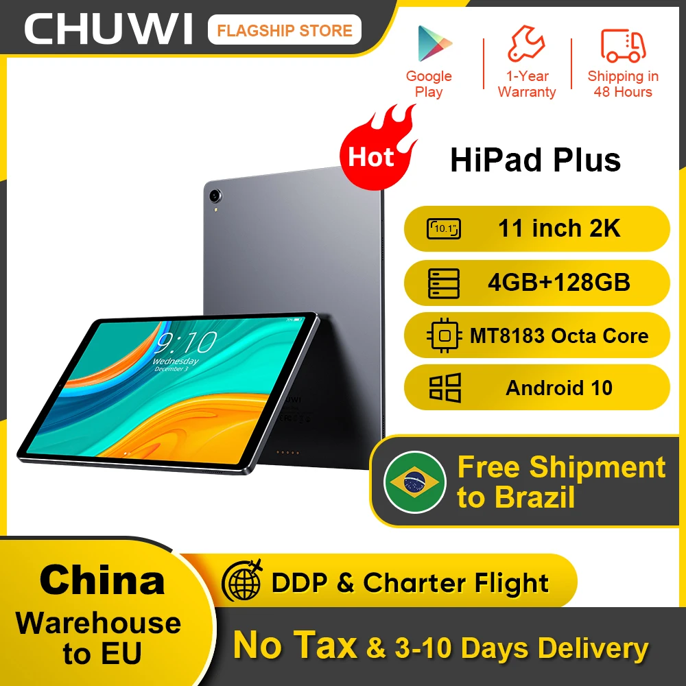 CHUWI HiPad Plus размер 11 дюймов 2K IPS экран планшета MT8183V/A Восьмиядерный процессор 4 Гб