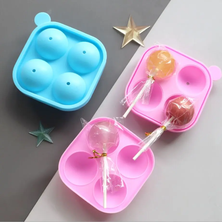 Силиконовая форма для леденцов с 4 палочками 4-полочная круглая шоколада