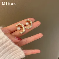 mihan women jewelry simulated pearl earring popular design hot selling geometric stud earrings for girl lady gifts wholesale