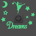 Светящаяся мечта танцующая девушка Звезды Луна наклейки на стену для детей Детская комната художественная роспись домашний декор Светящиеся в темноте ПВХ обои