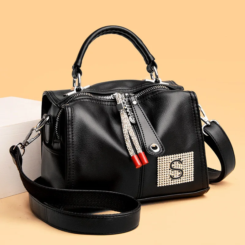 

Soft Leathe Handbags Women Bags High Quality Women Shoulder Messenger Bag Diamond Letter Diagonal Bucket Bag Ladies Totes Sac