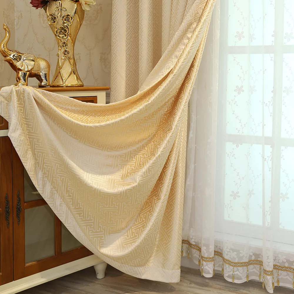 

Custom Curtains for Living Room Bedroom Modern Minimalist Chenille Jacquard Curtain Left and Right Biparting Open