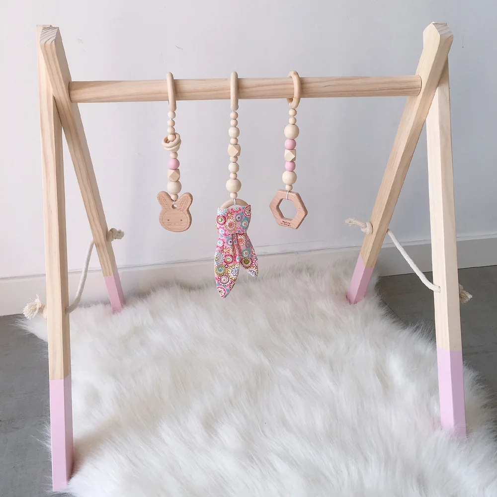 

Simple Wooden Newborn Baby Fitness Rack Kids Sensory Ring-pull Toy Children Room Decorations Baby Gym Wood Nordic Gift For Kids