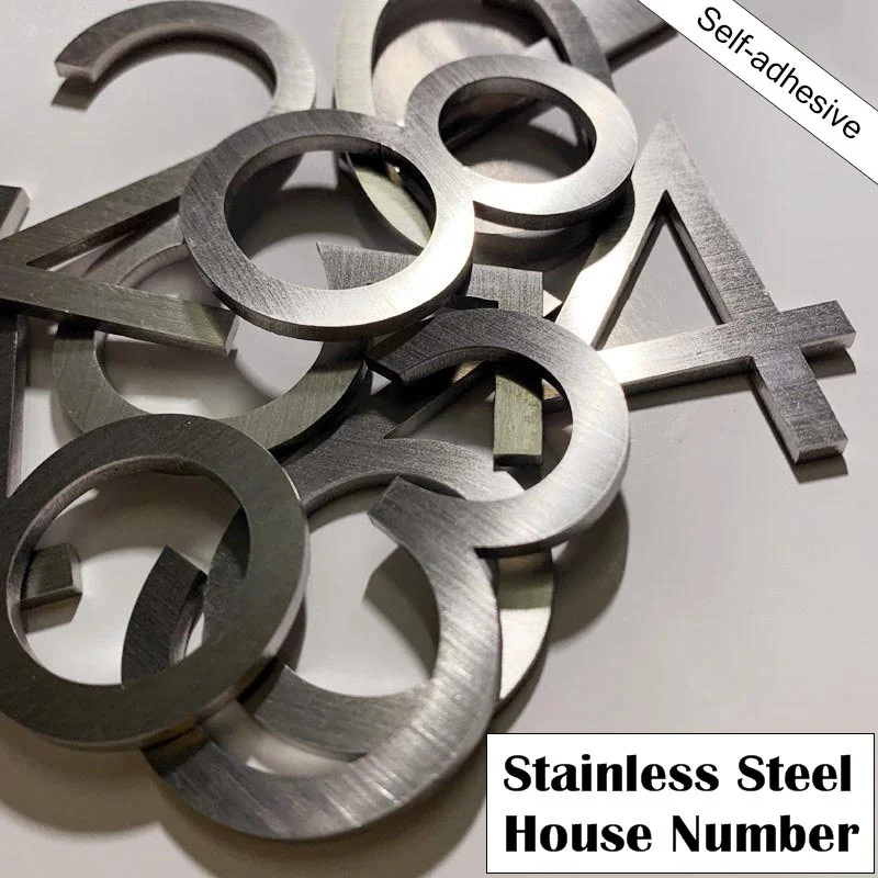 Самоклеящиеся домашние цифры-наклейки из нержавеющей стали металлическая