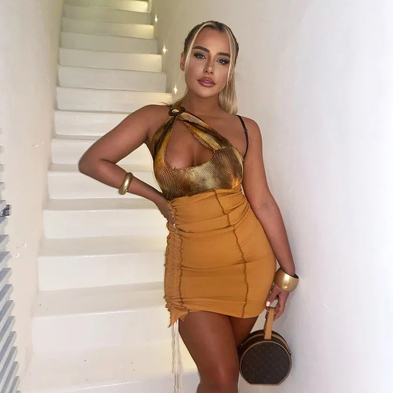 

2020 women's new sling mesh stitching irregular backless dress white dress women vintage dress clothing women