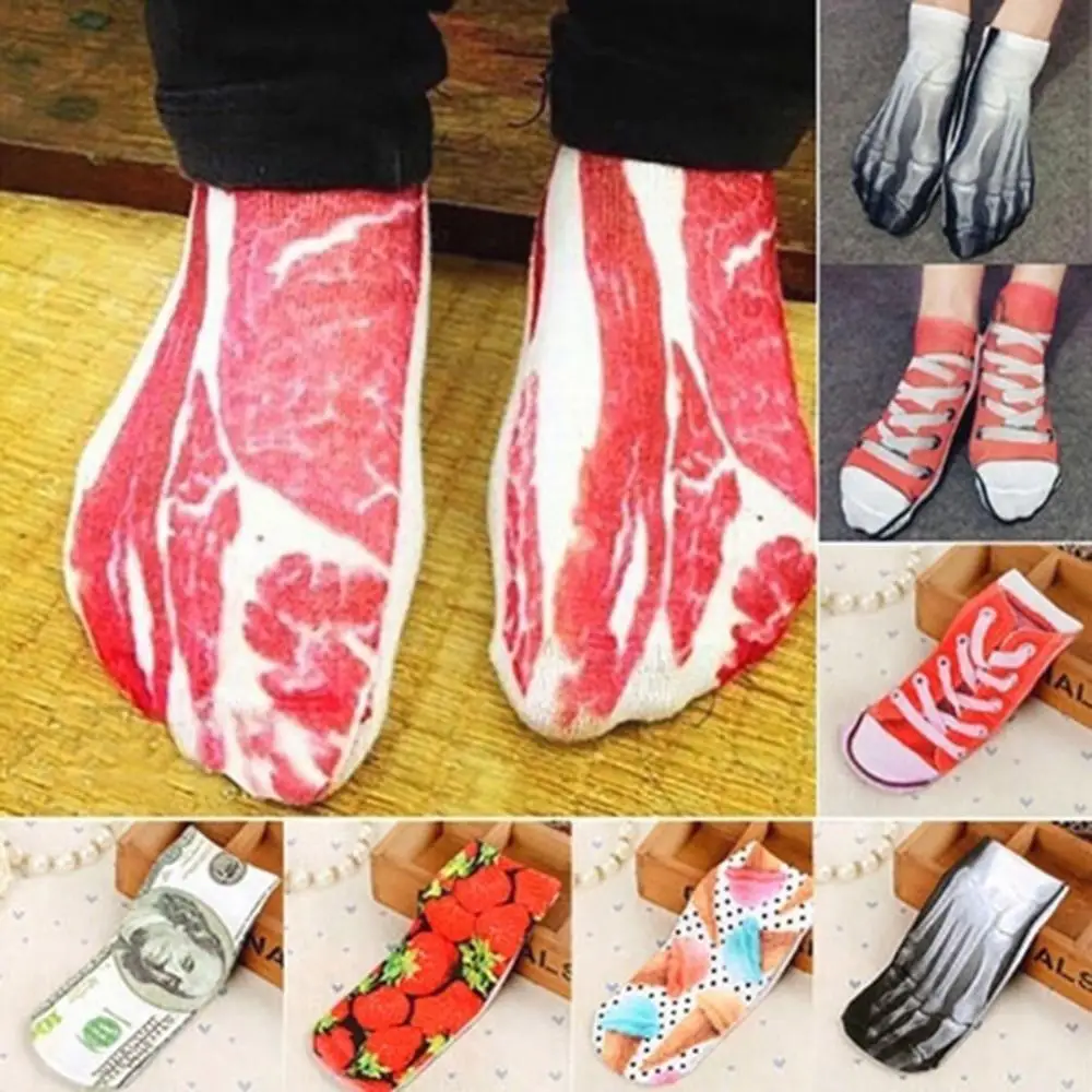 

Creative Pork Skeleton Shoes Print Breathable Low Cut Men Women Ankle Socks