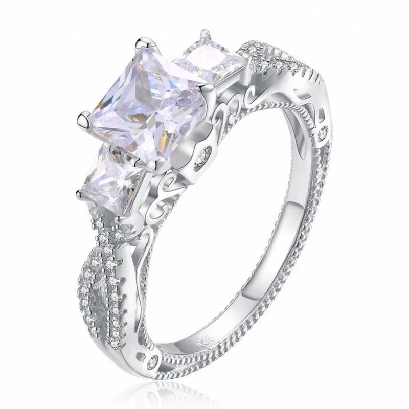 Модное кольцо из стерлингового серебра 925 пробы классическое квадратное