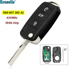 Брелок дистанционного управления с 3 кнопками, 434 МГц, чип ID48 5K0837202AJ 5K0 837 202 AJ для VW Tiguan Sharan Golf 6 EOS Up RV Scirocco