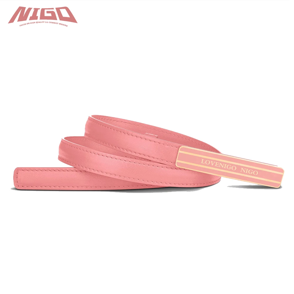 

NIGO Ms 21ss Women's 15mm Peach Blossom Pink Smooth Calfskin Belt #nigo55856