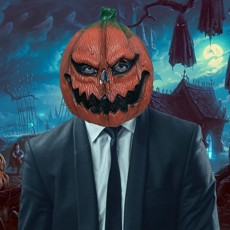 Маска-тыква страшная латексная маска на всю голову необычное платье Новинка