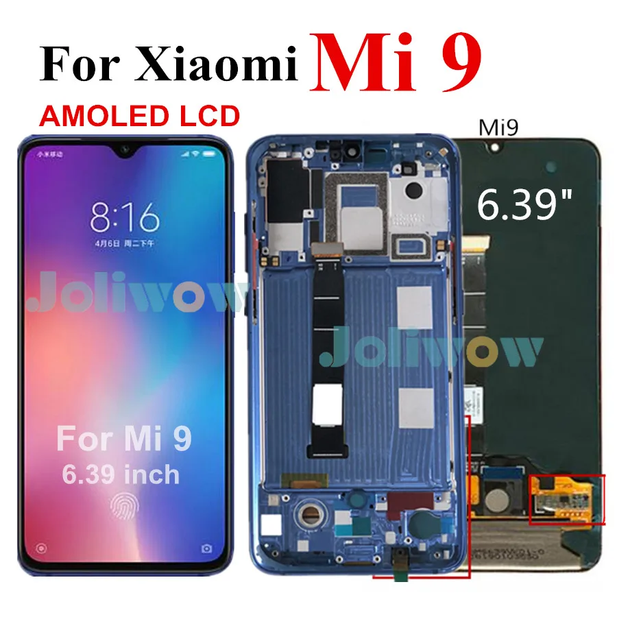 6,3" AMOLED ЖК-дисплей для Xiaomi mi 9 ЖК-дисплей дигитайзер в сборе сенсорный экран с рамкой для Xiao mi 9 lcd mi 9 mi 9 lcd