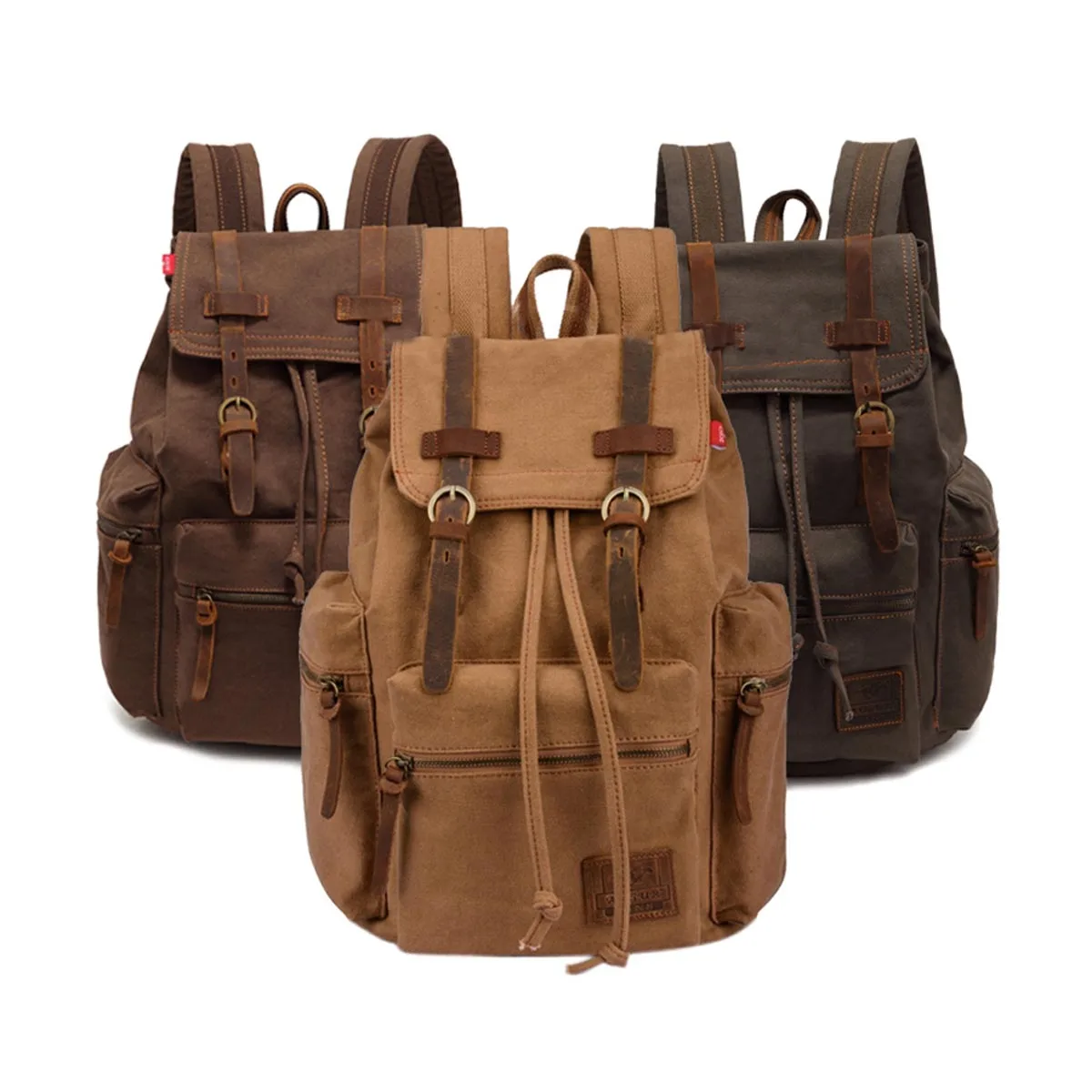 

Vintage Men Casual Canvas Leather Backpack Rucksack Satchel Hiking Bag School Bag JL