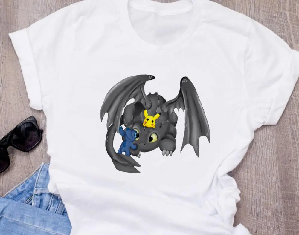 Женская модная футболка с милым рисунком из мультфильма Disneys Lilo Stitch Harajuku Kawaii Футболка с принтом милые повседневные топы - Цвет: T-shirt