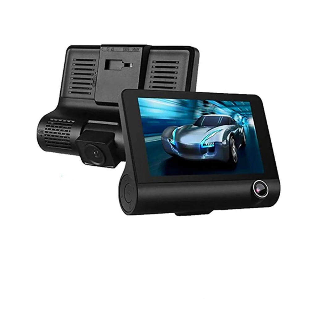 4 дюйма Автомобильный видеорегистратор три объектив HD 1080P Dash Cam ночного видения
