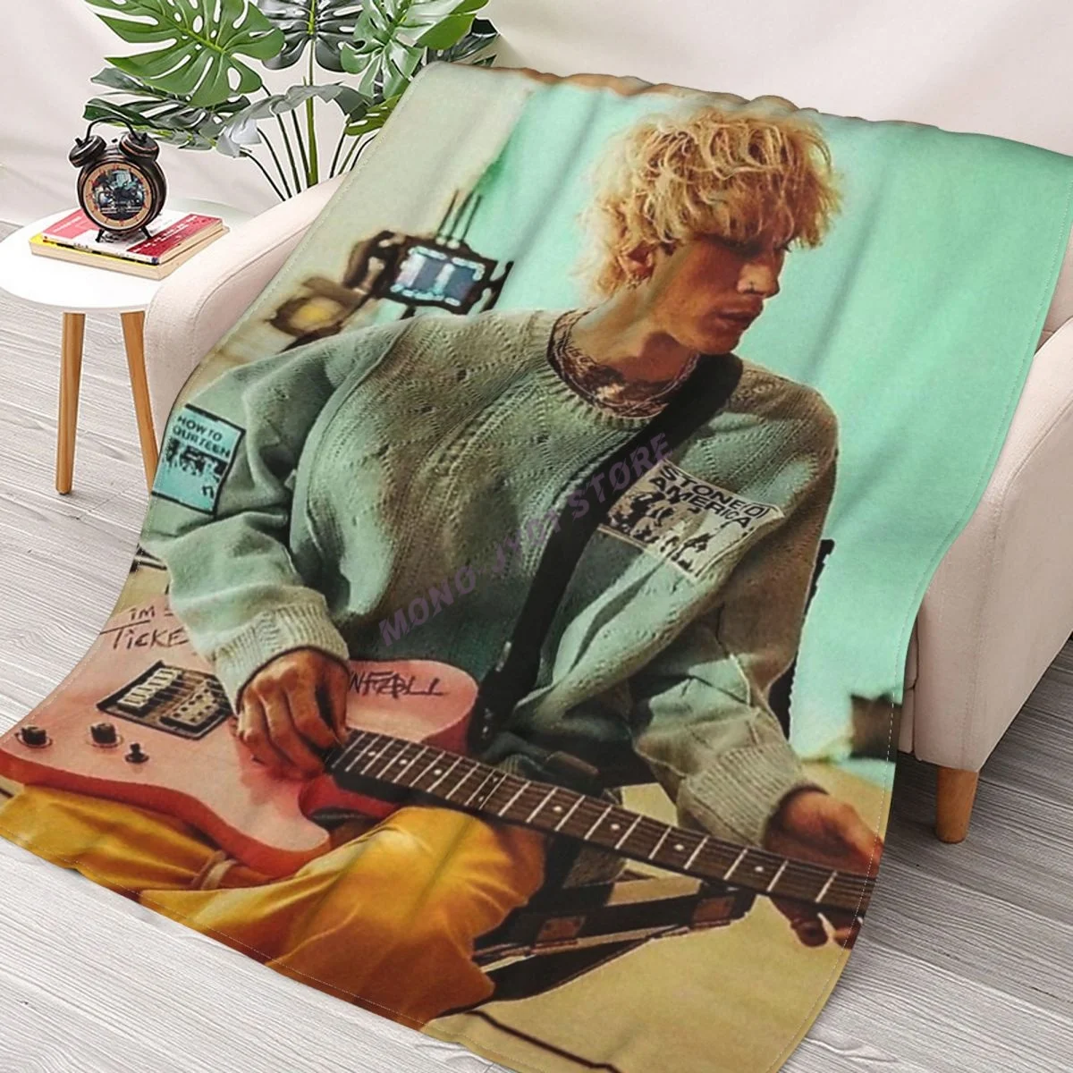 

Aesthetic Guitar Throw Blanket Sherpa Blanket cover Bedding soft Blankets