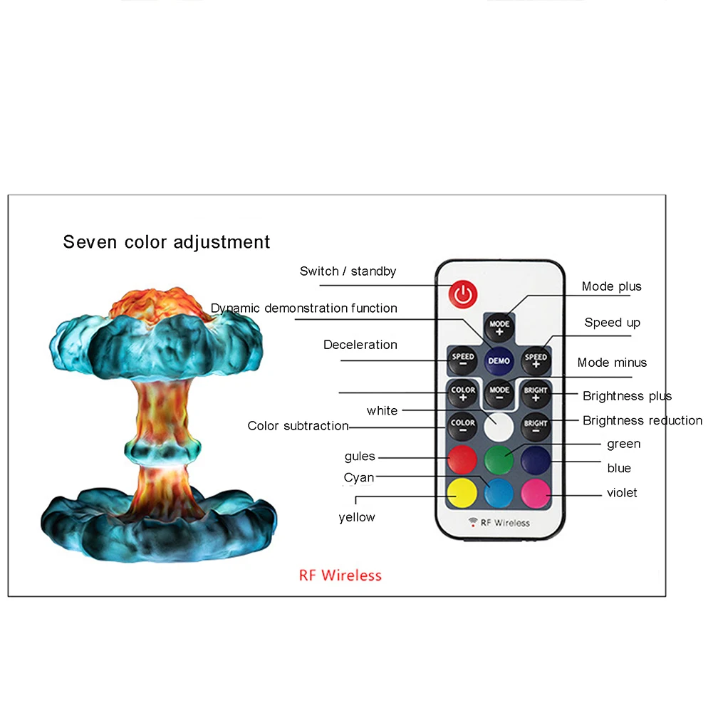 

3D Mushroom Cloud Lamp LED Explosion Explosion Table USB Night Light Home Bedroom Background Wall Decoration Lighting