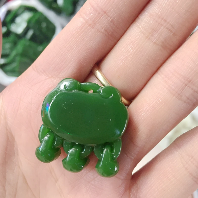 

NATURAL HETIAN JADE GREEN JADE NECKLACE PENDANT TREASURE LOCK LUCKY GODDESS JEWELRY