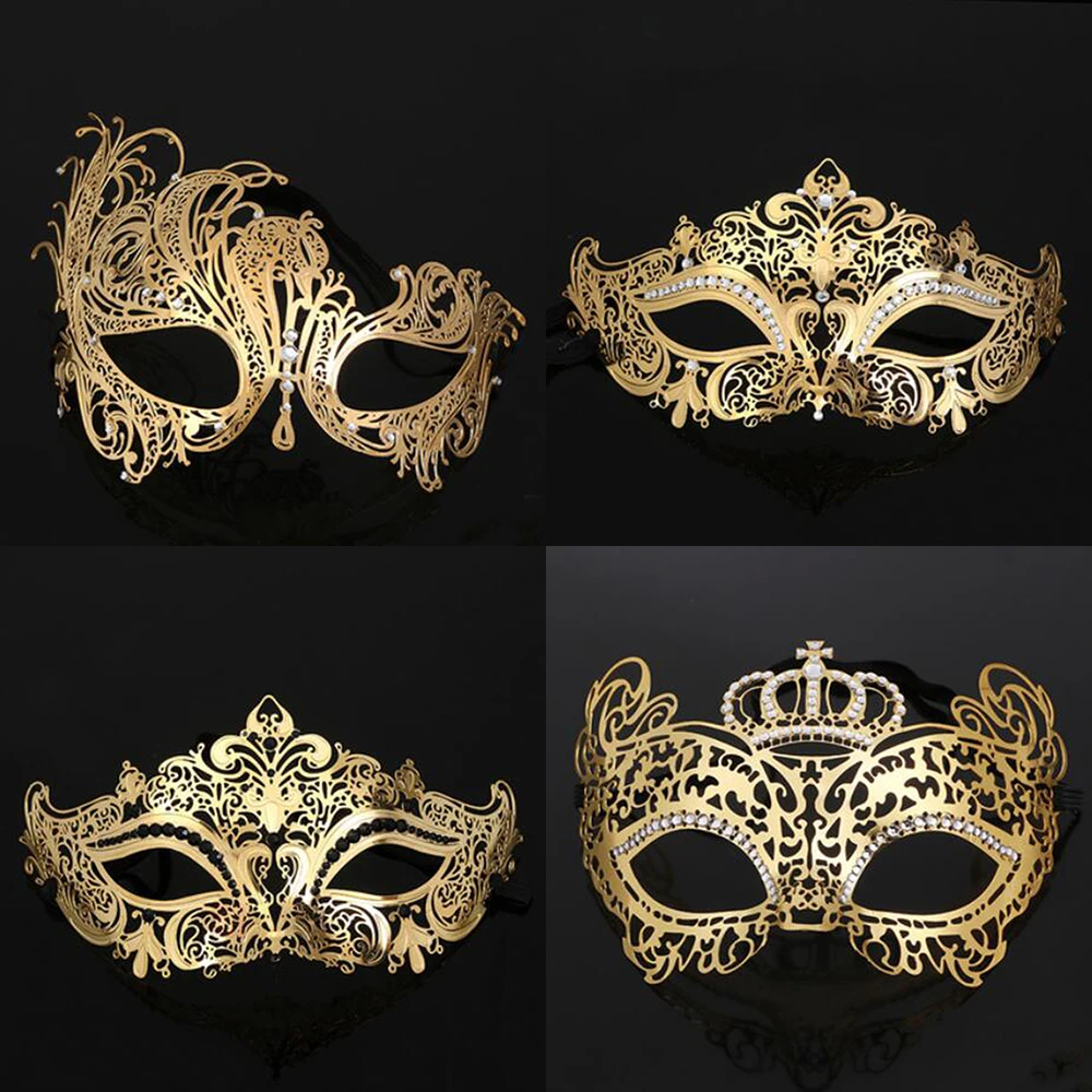 Венецианская металлическая маска маскарад ночной клуб вечеринка полые золотые
