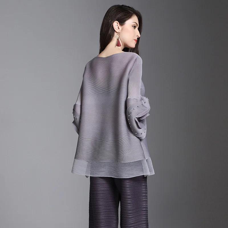 LANMREM 2020 Европейская мода большой размер Женская плиссированная одежда летняя