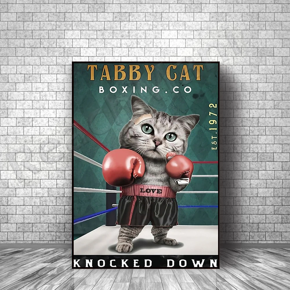 

Tabby Cat Boxing co, abattre, enseignes rétro, adapté à la décoration murale extérieure des bars et cafés des hôtels familiaux