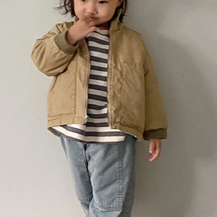 

2021 Winter Hot Fashion Classic Wash Zipper Tooling Parent-child Jacket