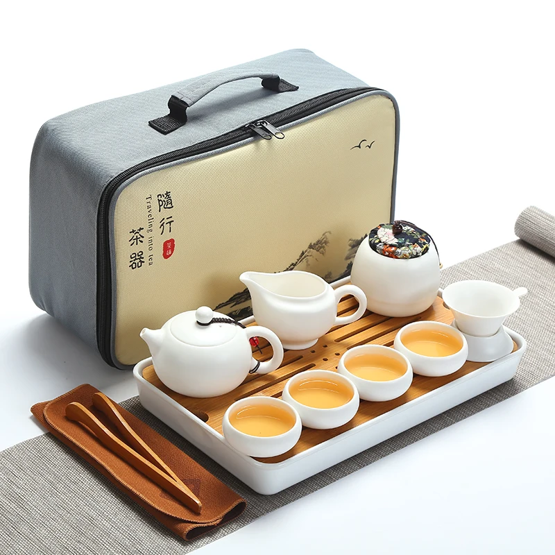 

Ceramics Travel Tea Set Suit Concise Household Kungfu Online Infusion Of Tea Kettle Teacup Portable Tourism Package Vehicle